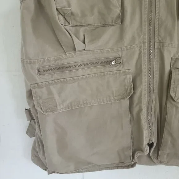 LL Bean Vintage Fishing Field Vest Men's LG Khaki Photography Hunting Back Pouch